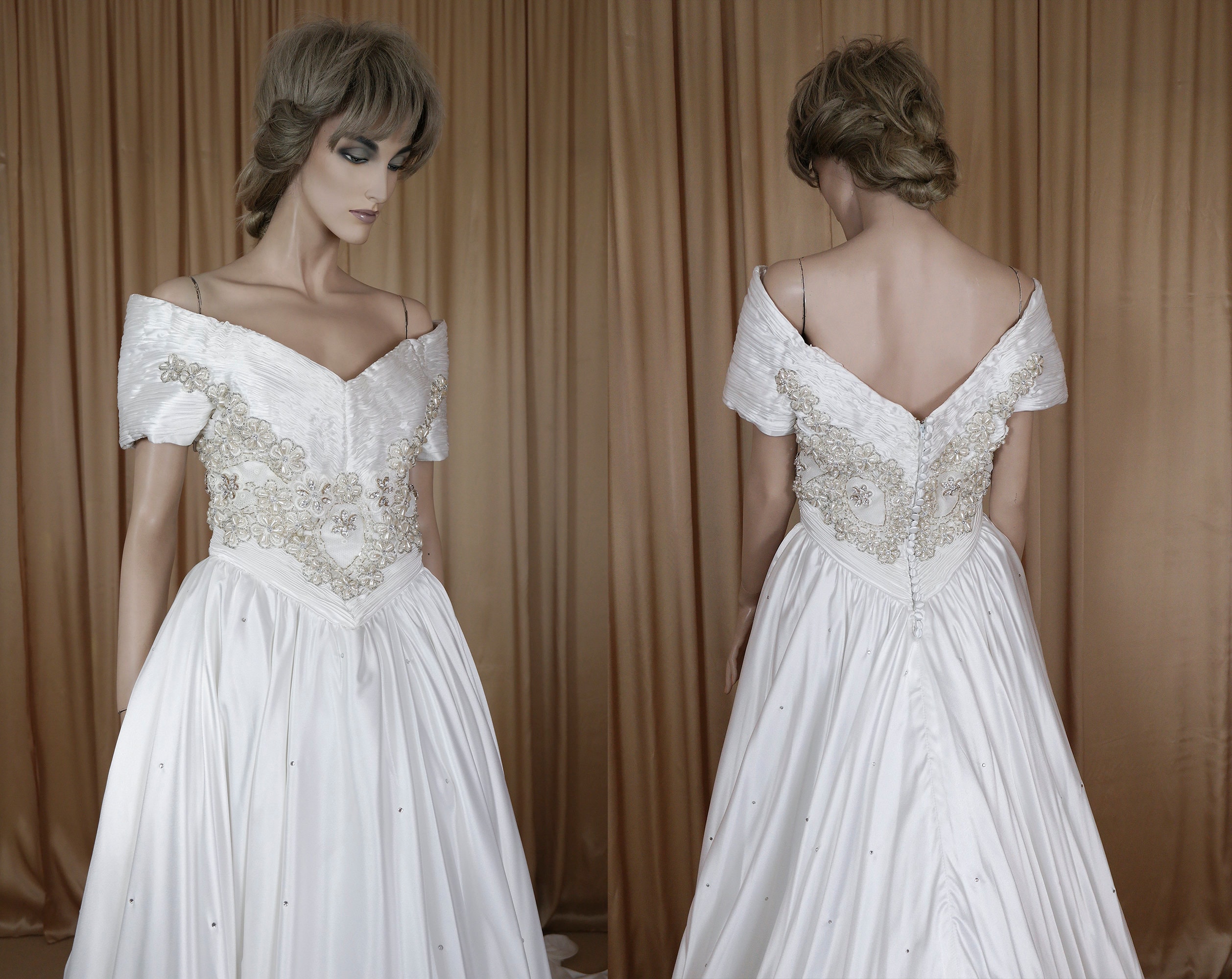 Wedding Dress 80s Vintage 1980s Princes Style White Bridal Wedding Dress 80s Vintage 1980s Princes Style White Bridal