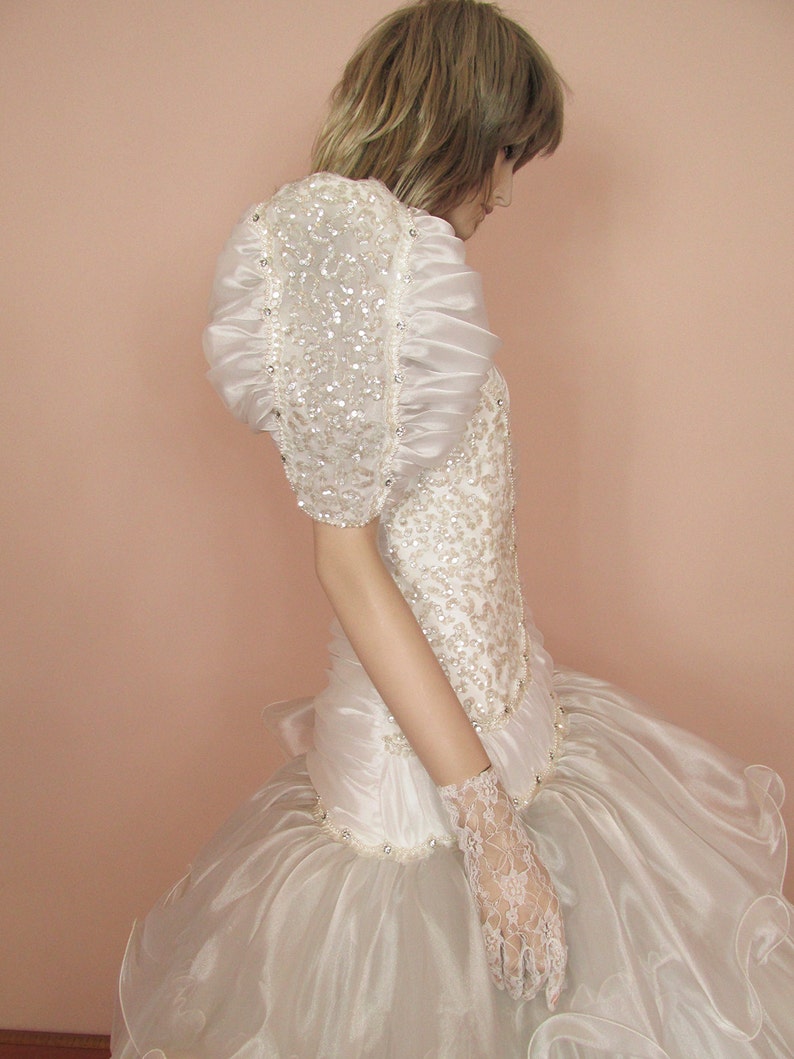 White Wedding Dress 80s Vintage bridal gown from 1980s Etsy