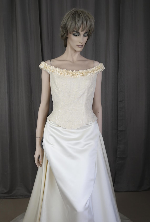 lace corset dress white High-Neck Lace A-Line Wedding Dress with Corset Bodice