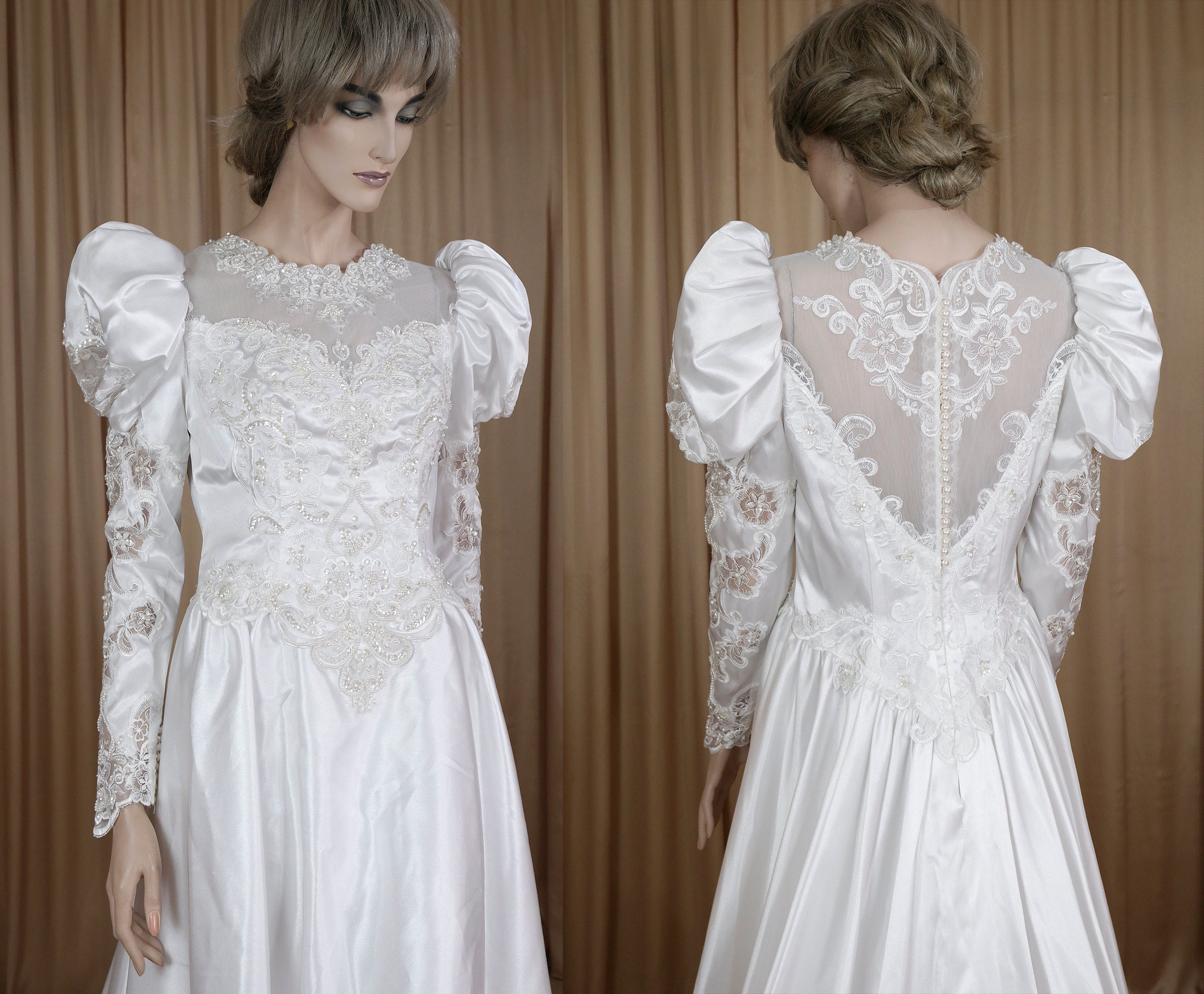 White Wedding Dress 90s Vintage Bridal Gown From 1990s Long White Wedding Dress 90s Vintage Bridal Gown From 1990s Long