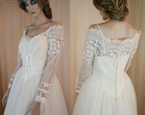 Romantic Wedding Dress 80 S Ball Gown Cinderella Style Etsy