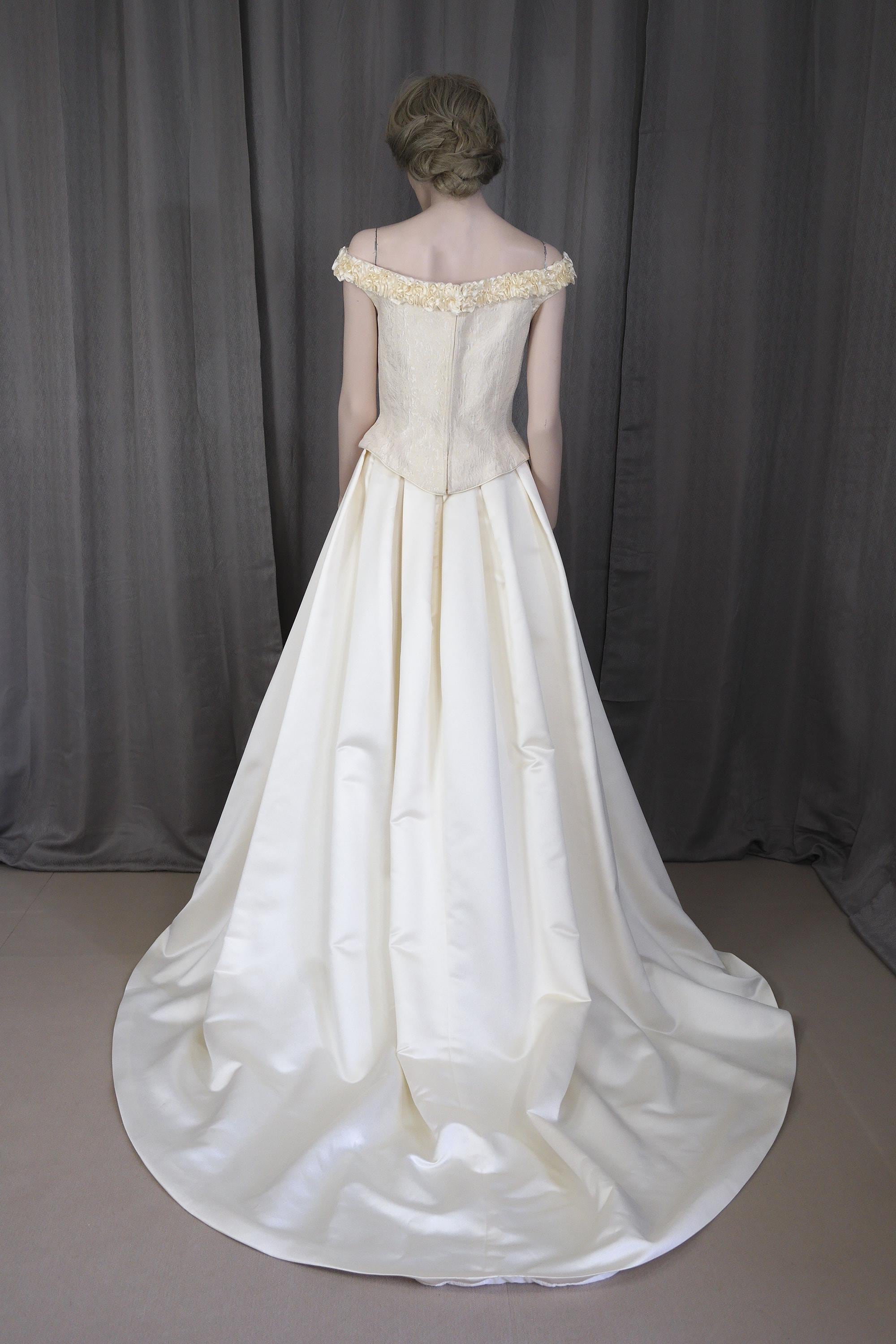 90s Vintage Corset Wedding Dress: Damasked Fabric, Two-piece Bridal Gown -  Etsy