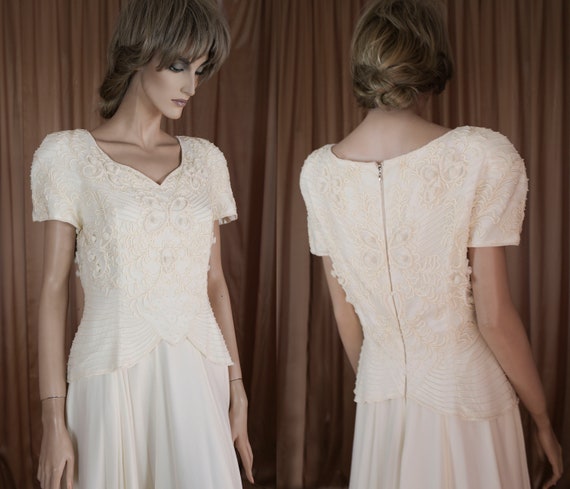 70's Vintage Wedding Dress - Vintage beaded dress