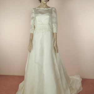 90&#39;s Vintage Wedding Dress - Ivory wedding dress from the 1990&#39;s – silk organza dress- Romantic bridal gown -
