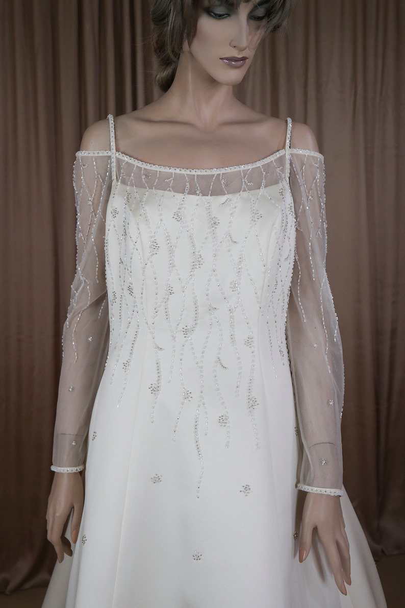 90/'s Vintage Wedding Dress wedding dress from the 1990/'s \u2013 Romantic bridal gown Off shoulder dress A line wedding dress