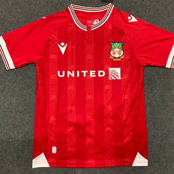 Maillot de football noir 2023-24 Wrexham AFC pour adulte, maillot pour jeune, maillot domicile Wrexham AFC