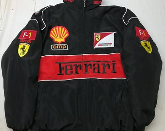 Giacca da corsa Ferrari di Formula 1, Giacca Ferrari F1, Giacca Ferrari, Giacca da corsa streetwear anni '90, Giacca rossa unisex Ferrari Vintage,Ferrari