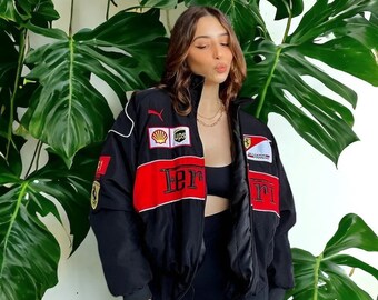 FERRARI RACING JACKET - Embroidered Ferrari Racing Jacket - Authentic Formula 1 Vintage Jacket, Vintage Racing Jacket, Y2K Racing Jacket