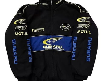 Racing Jacket Subaru F1 Black Bomber Jacket, Rare Style Streetwear Embroidered Y2K Unisex Jacket