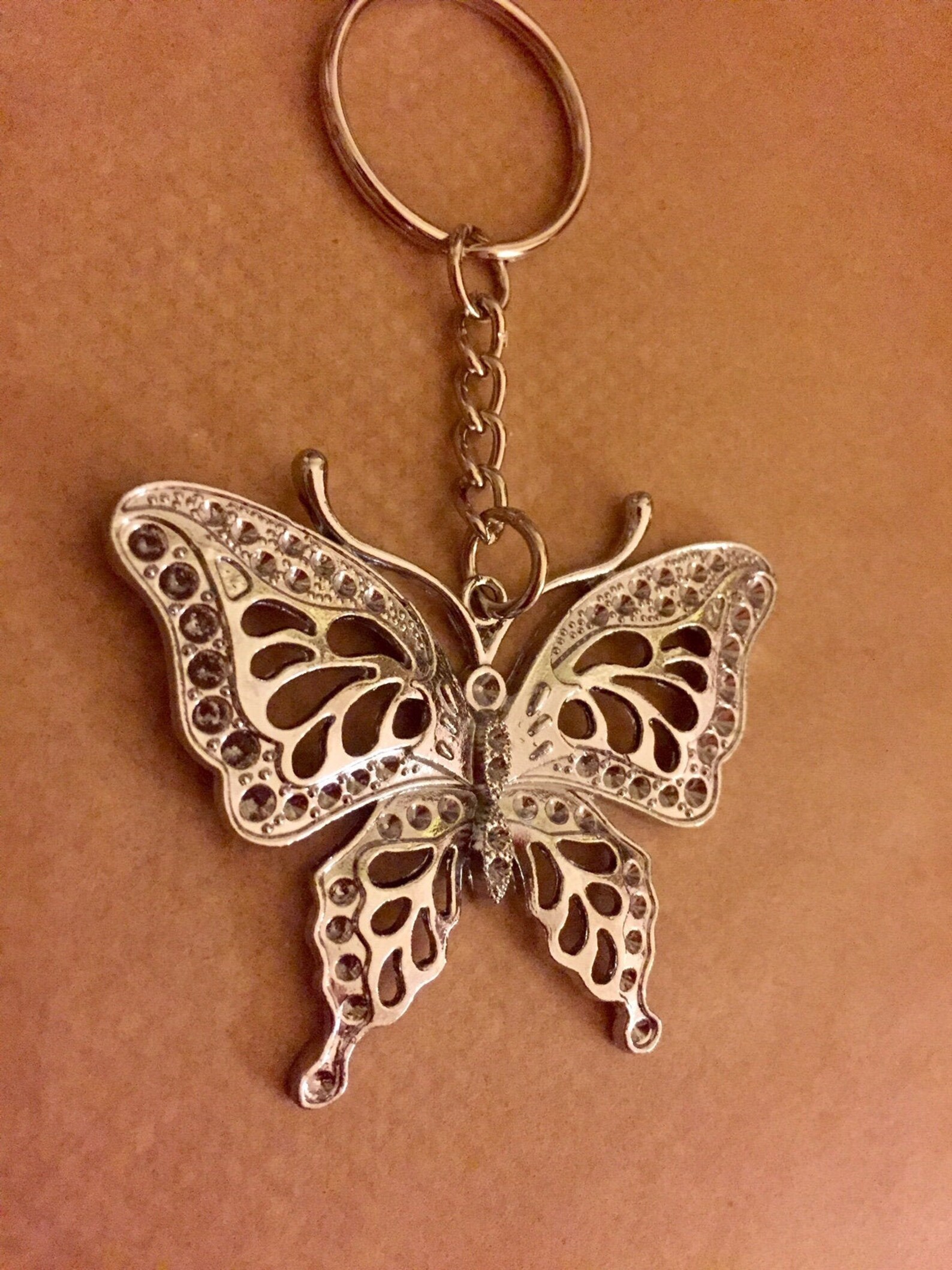 Butterfly Keychain Silver Key Ring Butterfly Key Holder Etsy
