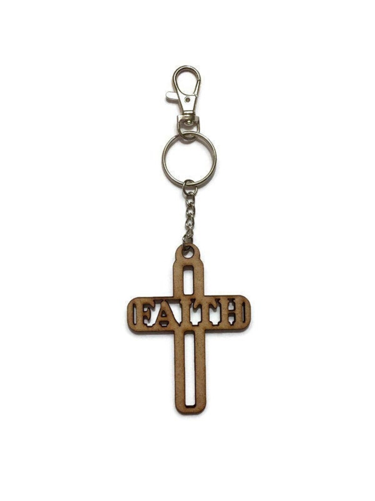 FAITH Cross Keychain Religious Key Chain Key Chain with Cross Etsy