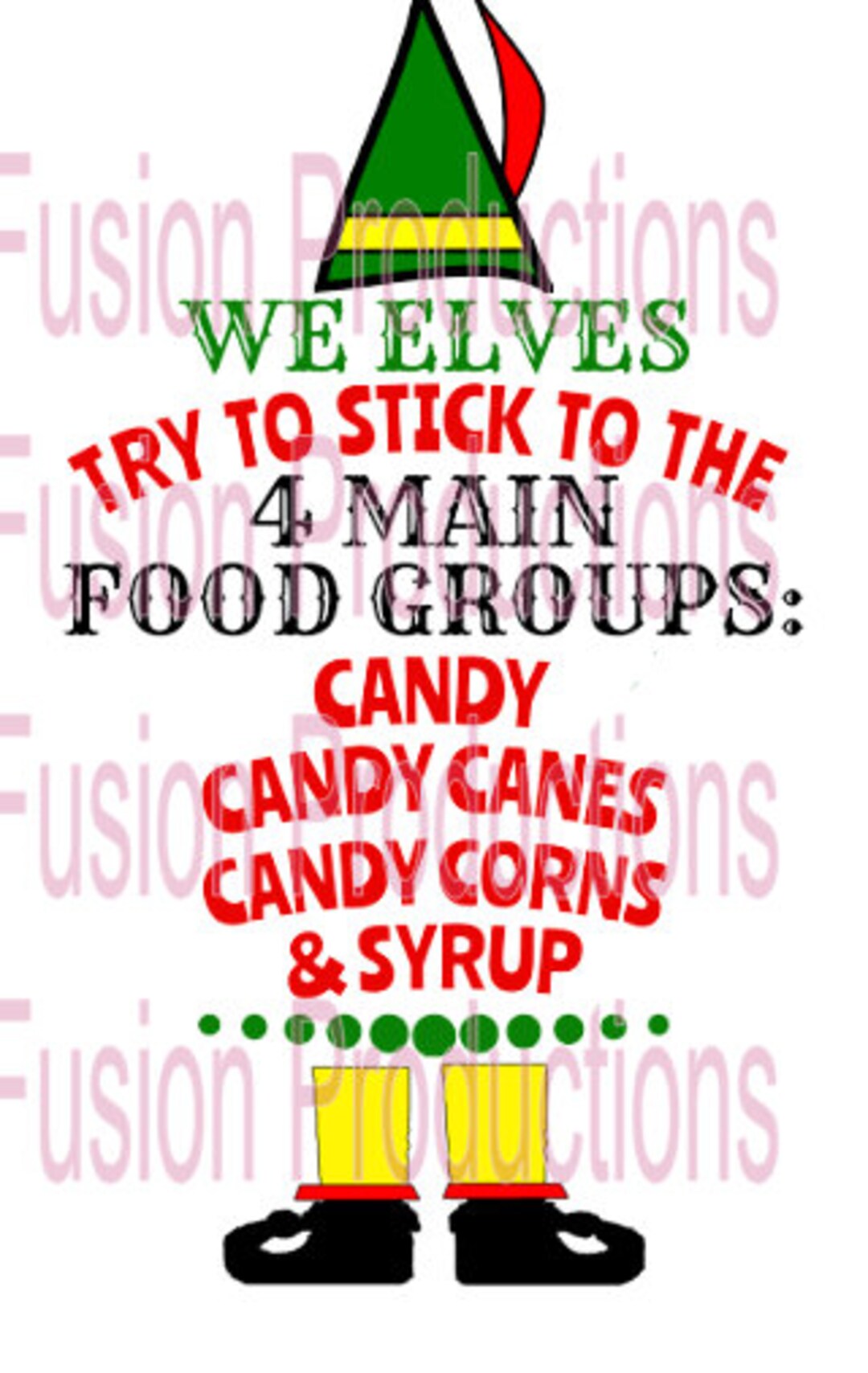 Elf Buddy the Elf Elf 4 Main Food Groups Sublimation Image or Digital ...