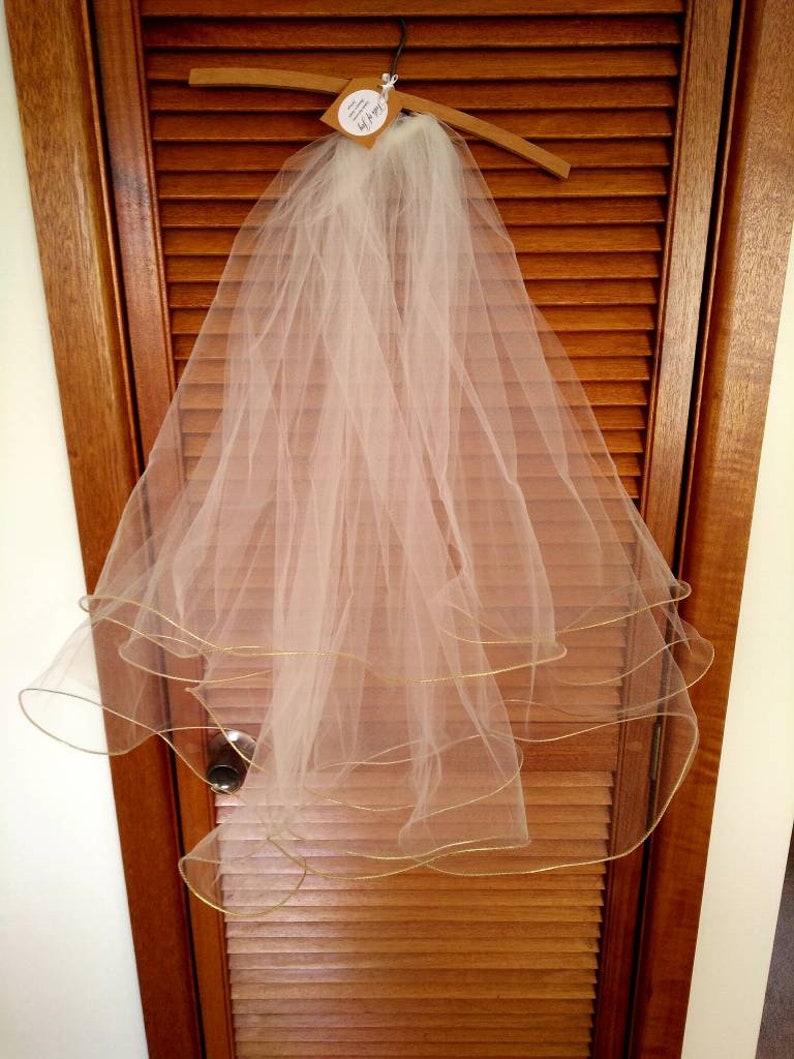 Two Tier Gold Trim Wedding Veil. 2 Tier Gold Edge Veil. Gold Etsy