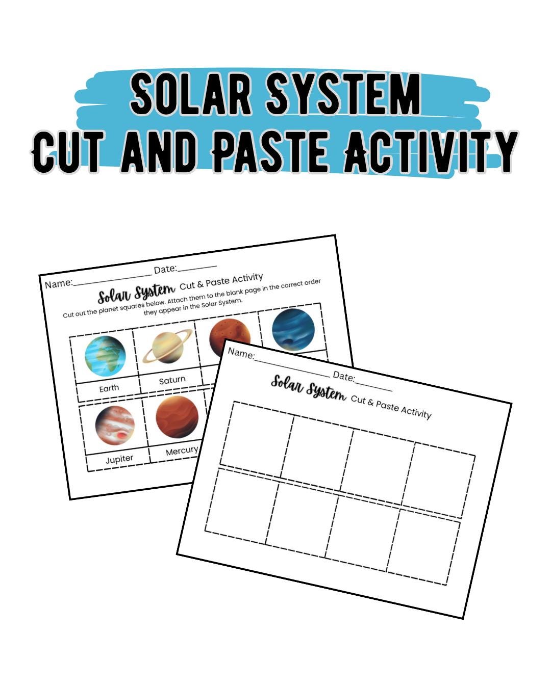 Solar System Cut and Paste Activity - Etsy