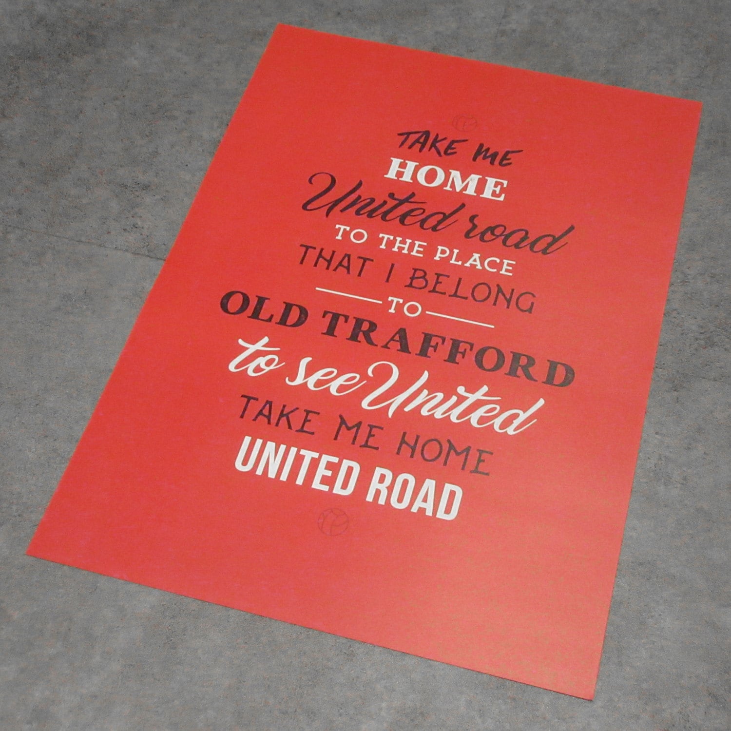 Take Me Home United Road Old Trafford Lyrics A3 POSTER PRINT Etsy UK