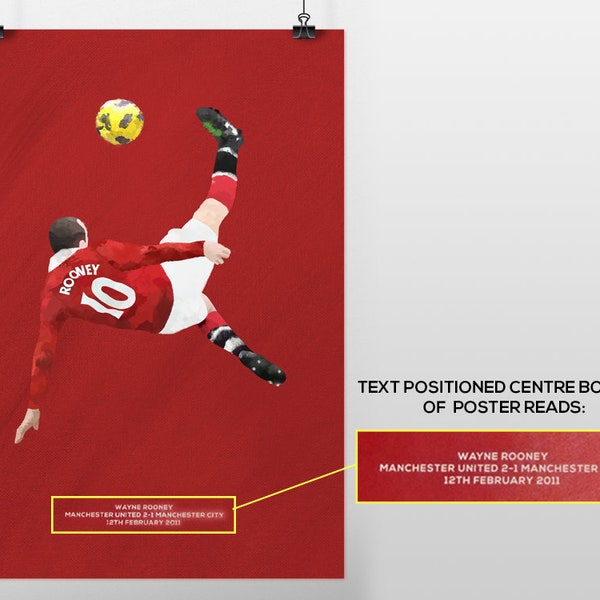 Wayne Rooney Overhead Bicycle Kick MUFC Manchester Derby (A3 POSTER PRINT)