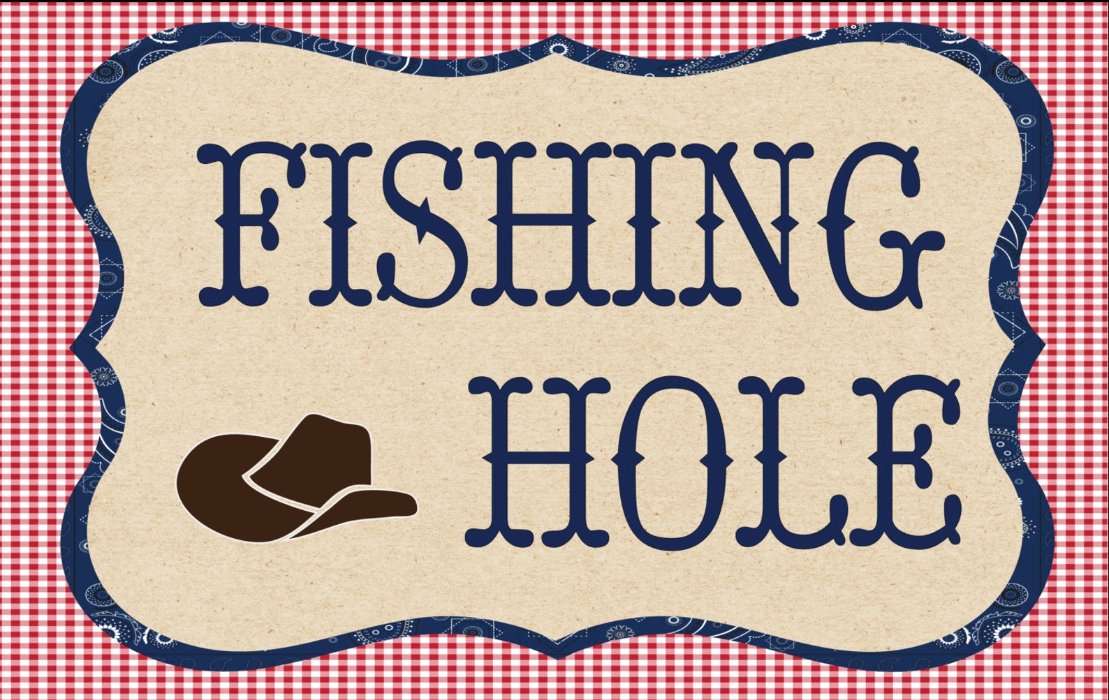 Downloadable Fishing Hole sign to use at a hoe down or cowboy Etsy