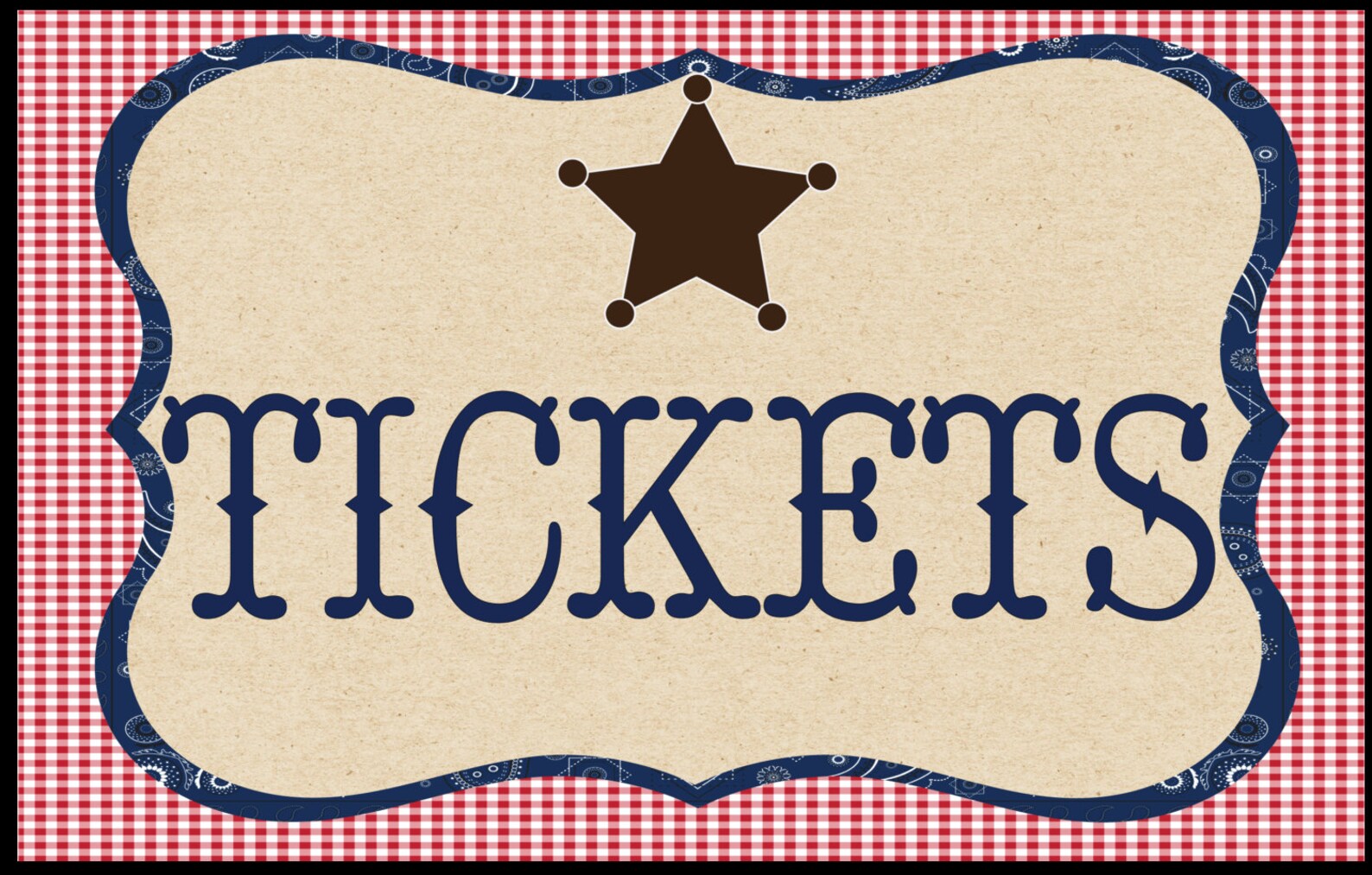 Large Downloadable Ticket Sign for a Hoedown or Western Party Etsy