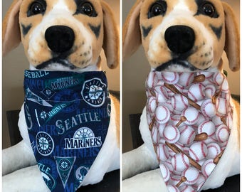 MLB Reversible Pet Bandana Vintage Seattle Mariners Washington Baseball Over The Collar Scarf 2 in 1 dog cat