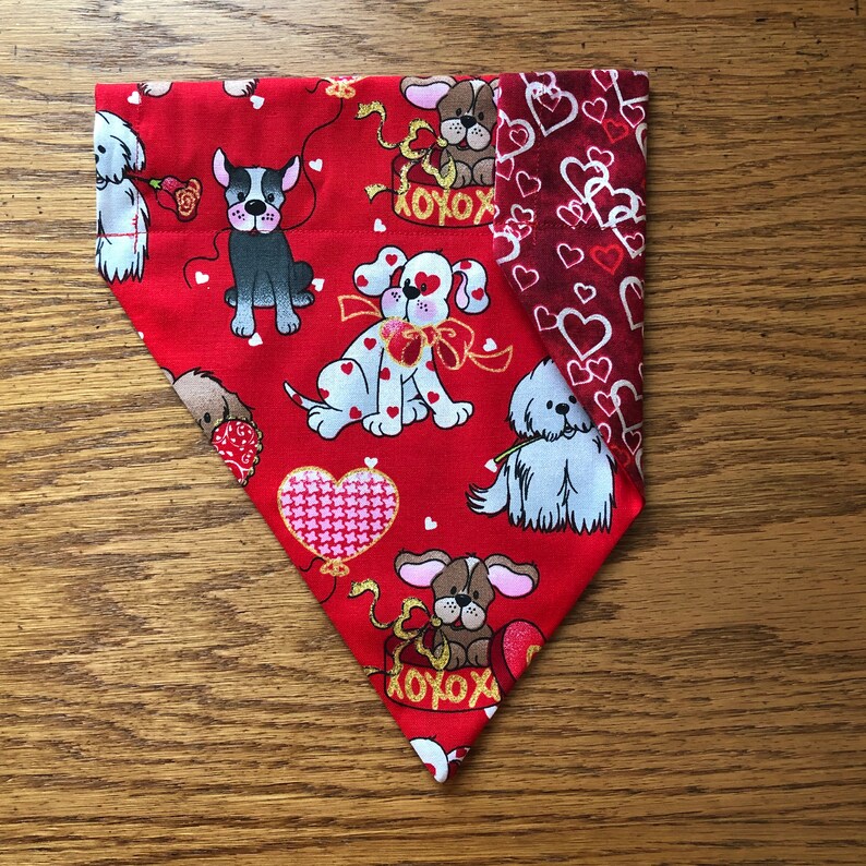 Reversible Slide on Bandana Double Sided Red Valentines Dogs & Etsy