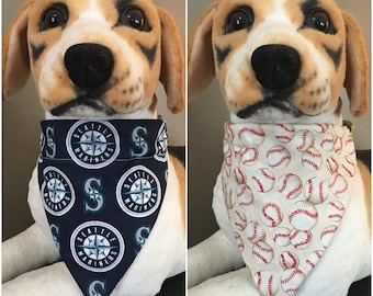 MLB Reversible Pet Bandana Seattle Mariners Washington Baseball Over The Collar Scarf 2 in 1 dog cat