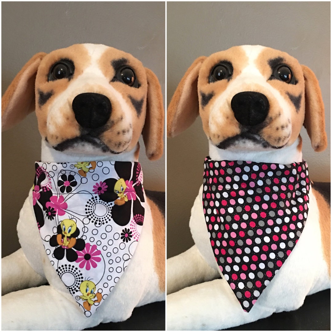 Reversible Slide on Bandana Double Sided WB Tweety Bird Black and Pink