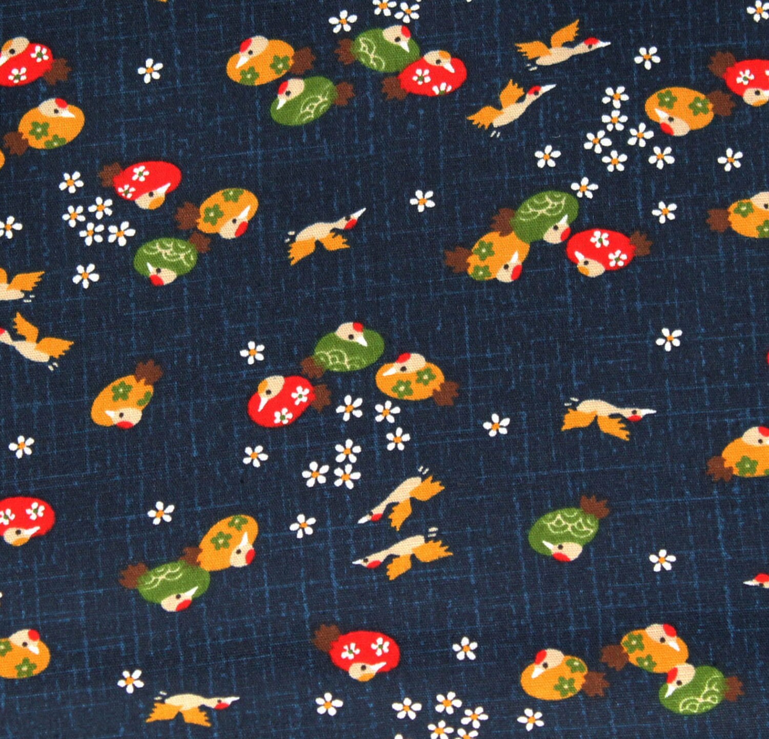 Japanese Quilting Fabric DUCKS ON NAVY Linen-Look Cotton | Etsy