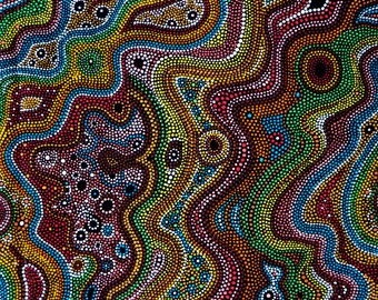 100% Cotton Quilting Fabric - Australian Inspired - MUGUNGALYI DOT MAP - sold by 1/4 metre or Fat Quarter