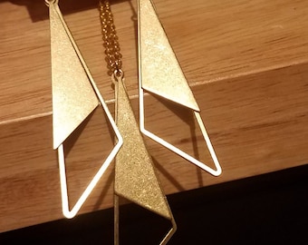 Geometric Triangle Earrings and Necklace