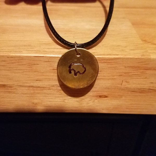 Large Buffalo Stamped Pendant Necklace