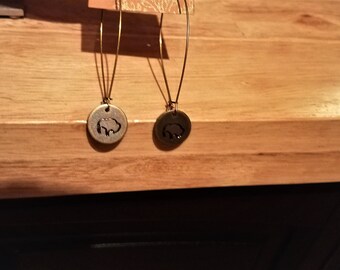 Buffalo Stamped Large Loop Earrings