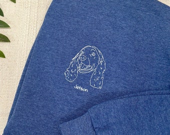 Custom Embroidered Sweatshirt Pet Portrait, Dog Lover Personalized Embroidered Crewneck, Custom Pet Portrait Gift Dog Mom Sweatshirt