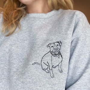 Personalized Embroidered Sweatshirt, Custom Pet Portrait Photo Crewneck Gift, Personalized Pet Face Sweatshirt Gift