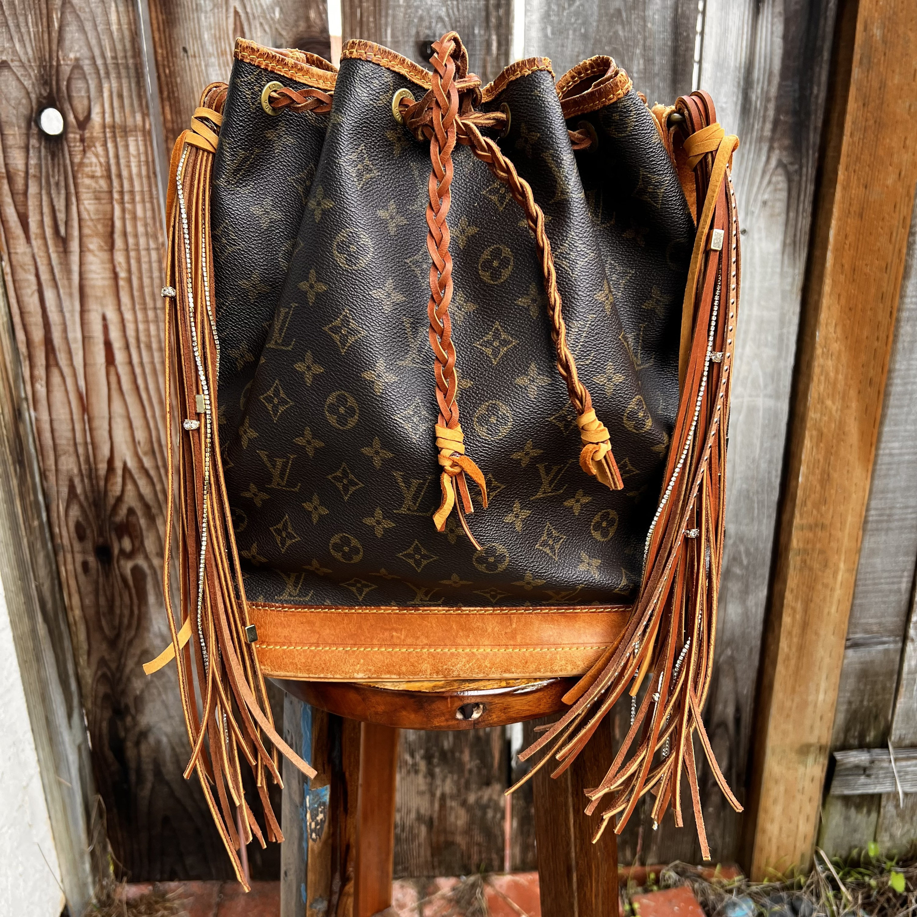Vintage Authentic Reworked Louis Vuitton 1980s Large Noe Bag 