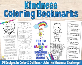 Kindness Bookmarks for Kids | Coloring Bookmarks | Kindness Day Printable Bookmarks to Color | Growth Mindset Worksheets | Be Kind Activity