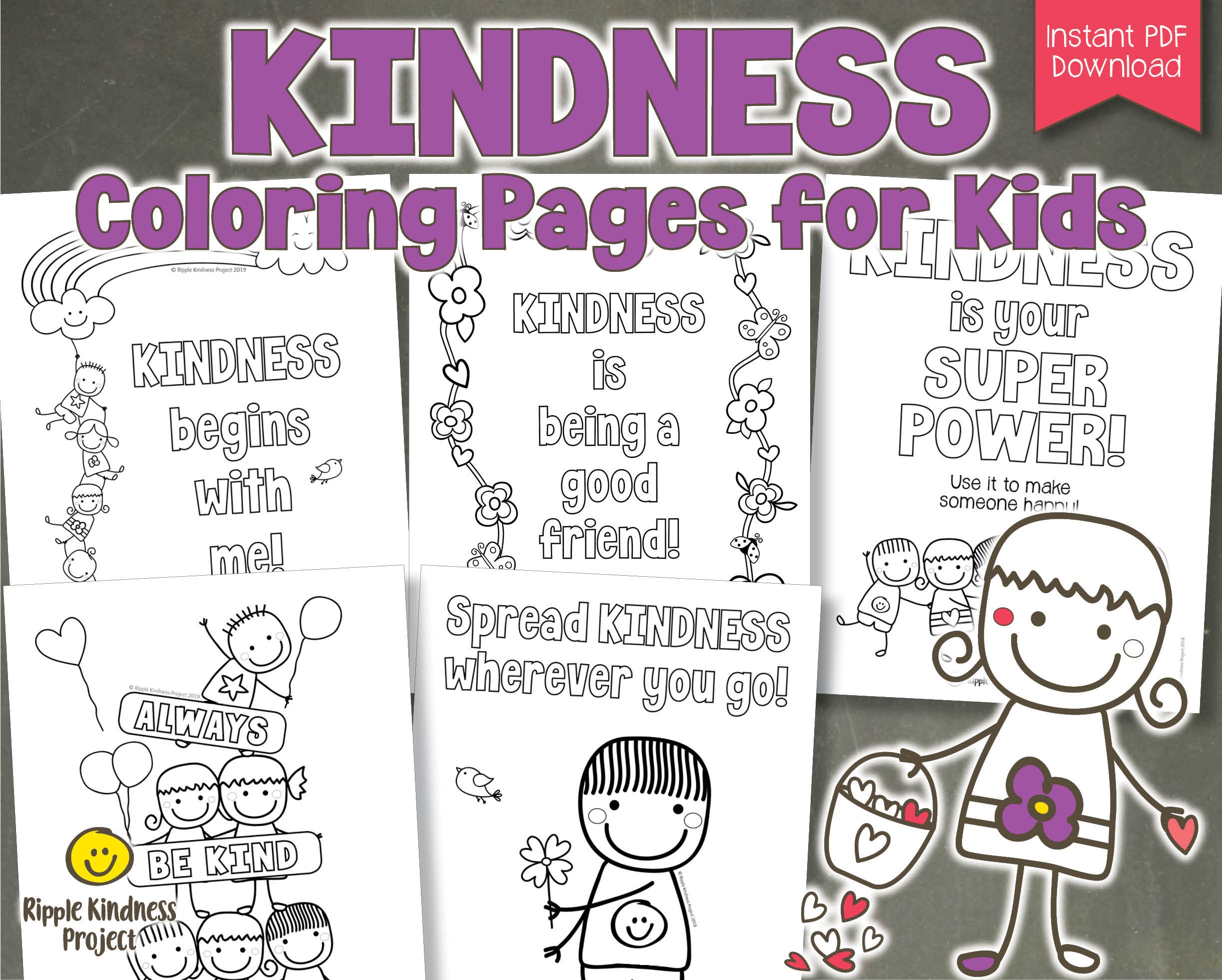 Printable Kindness Coloring Pages Distance Learning Etsy