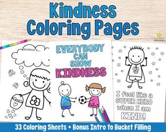 Printable Kindness Coloring Pages for Kids | Growth Mindset Worksheets or Art Project | Kindness Day Activity