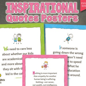 20 carteles con citas inspiradoras y motivadoras para padres, educadores y profesores: formatos carta y A4 de EE. UU.