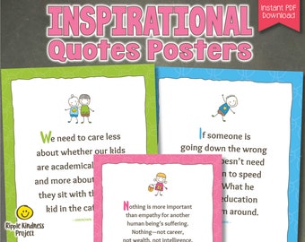 20 Inspirational, Motivational Quotes Posters for Parents, Educators and Teachers - US Letter and A4 Formats