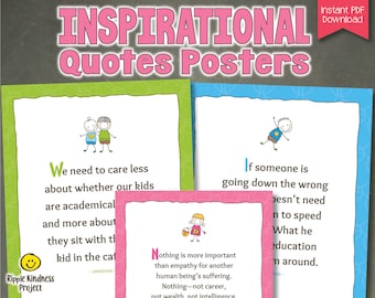 20 Inspirational, Motivational Quotes Posters for Parents, Educators and Teachers - US Letter and A4 Formats