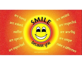 Smile Because Fridge Magnet, Motivational Affirmation, Smiley Face, Positive Self Esteem Message