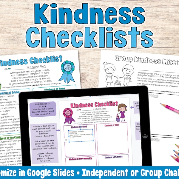 Kindness Checklist Kids Etsy