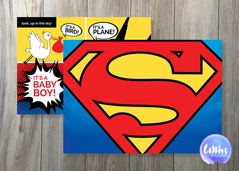 Superman Marvel Superhero Baby Shower Invitation Image 0