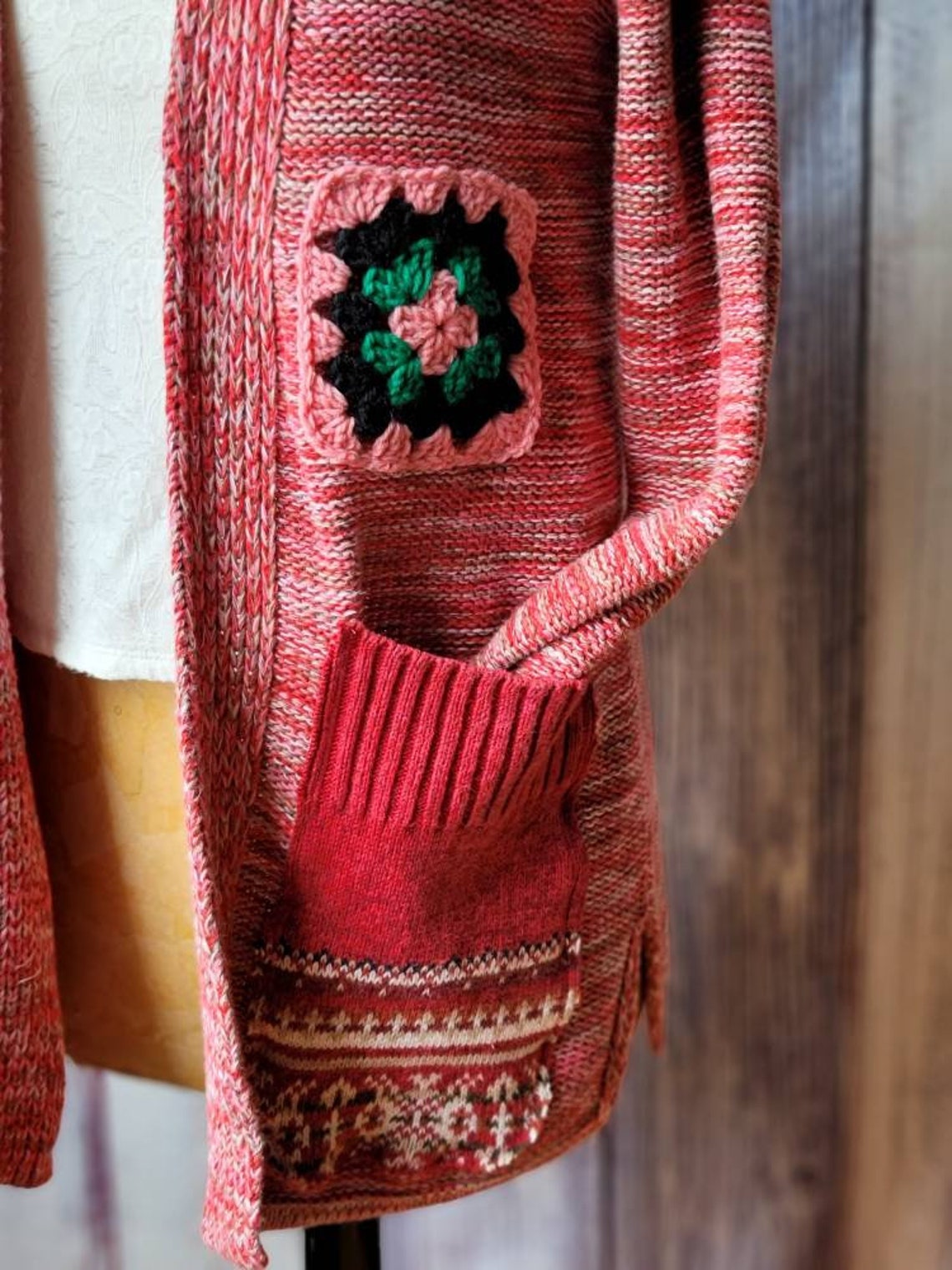 Upcycled Cardigan Pink Variegated Sweater Upcycled Top Etsy