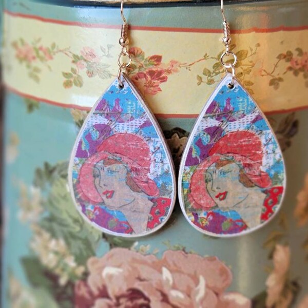 Decoupage Earrings Etsy