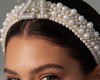Custom Number Pearl Birthday Headband – Personalized Age Hair Accessory for Birthday Parties, Milestone Celebrations & Photo Moments