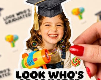 Custom Graduation Photo Stickers, Grad Party Favors, Waterproof Vinyl, Graduation Cap Styles,Look Who’s Graduated,Thank you Sticker