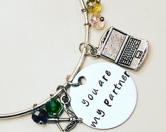 You Are My Partner Olicity Green Arrow Oliver Queen Felicity Smoak Stephen Amell Emily Bett Rickards Adjustable Bangle Charm Bracelet
