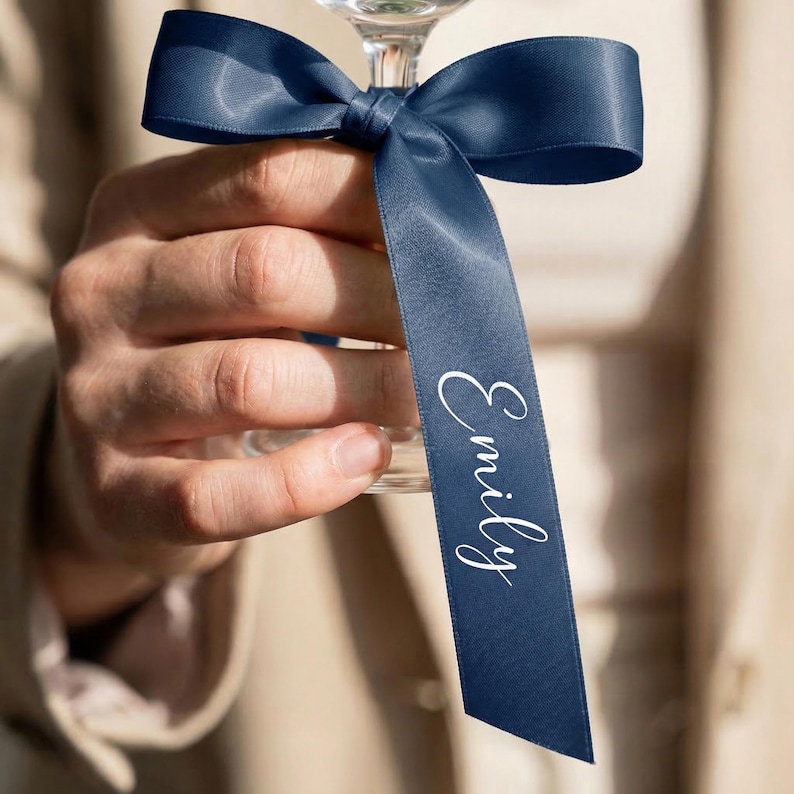 Present Ribbon Script Custom Name Wedding Ribbon for Bouquet, Personalized Bridal Ribbon ...