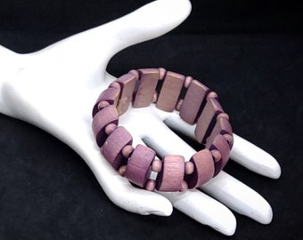 Vintage Finnish Aarikka elastic smoky purple wooden bracelet